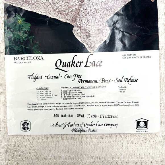 Quaker Lace Tablecloth Barcelona 70x90 Oval/Oblong Natural Made In USA - Picture 2 of 13